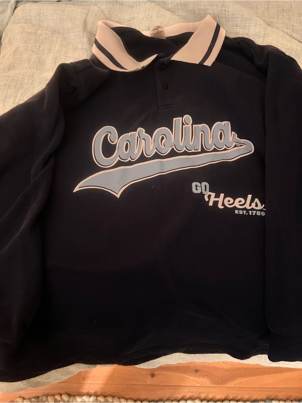 Carolina Go Heels Navy Polo Sweatshirt